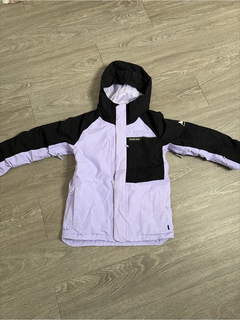 Women Two-Tone Hooded Winter Jacket - Light Purple & Black